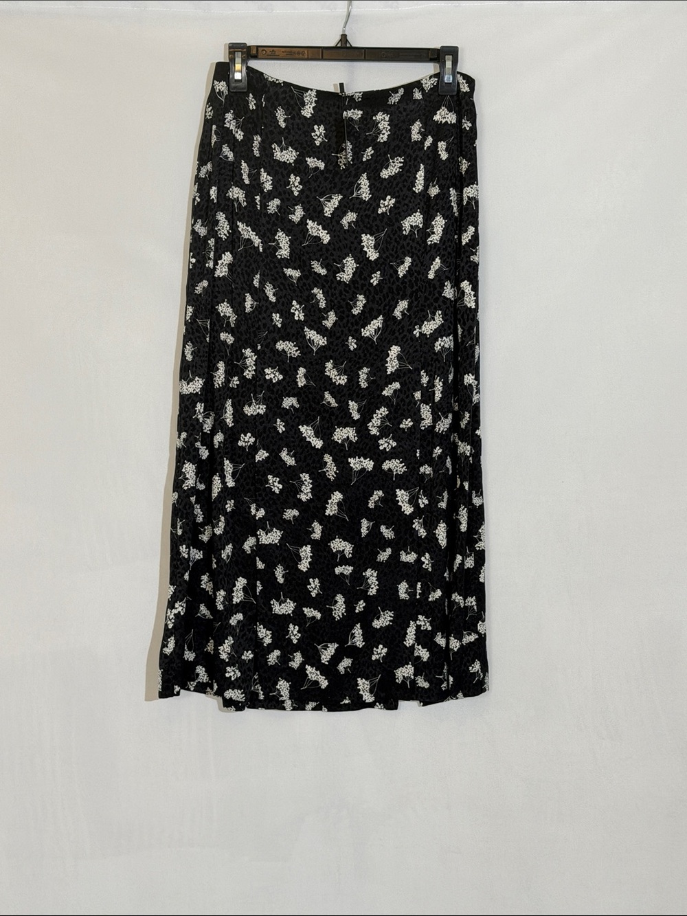 NWT Maje Midi Skirt Black Floral Print Size 40 US 12